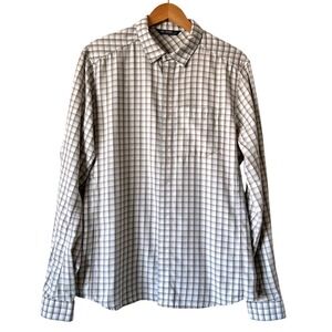 Arcteryx Mens L Long Sleeve Hidden Snap Front Brushed Plaid Shirt Gray Brown